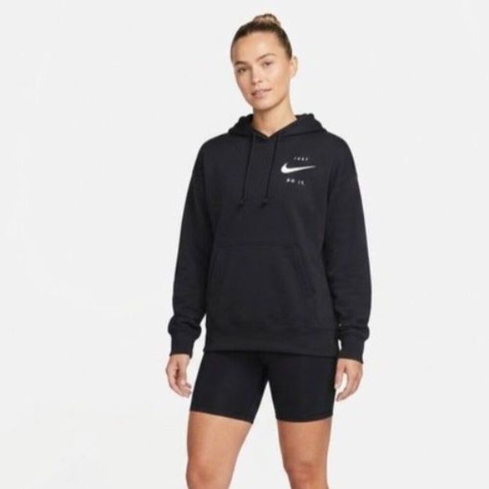 Nike Women's Black Dri-Fit Boxy Therma Training Pullover LS Hoodie Size XL